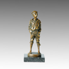 Kids Statue Whistling Boy Bronze Sculpture, V. Szczeblewski TPE-455